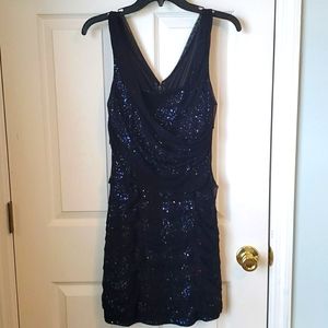 Express Navy Sleeveless Sequin cocktail Dress
